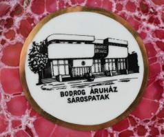 2 darabos Hollóházi porcelán szett Bodrog áruház, Sárospatak. Váza, tálka. sz 16 cm, m: 21 cm