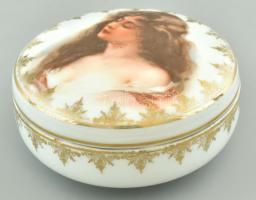 Aich csehszlovák porcelán bonbonnier, matricás, jelzett, kopott. d: 12 cm
