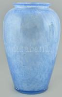 Kék karcagi, berekfürdői kraklé / fátyol üveg váza. Formába öntött, hibátlan. m: 30 cm