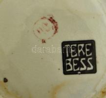 Terebess virág mintás váza, kézzel festett, hibátlan, jelzett, m: 25 cm