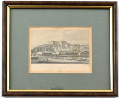 Winkles, Henry (1800-1860?): Buda (Ofen), 1840 körül. Acélmetszet, papír, jelzett a metszeten, üvegezett fa keretben, 7x11 cm