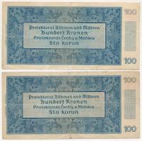 Német Harmadik Birodalom / Cseh-Morva Protektorátus 1940. 100K (2x) T:III,III- 
German Third Reich ...