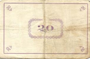 Pápa 1919. "Pápai csekk" 10K (2x), 20K (2x) lyukasztással érvénytelenítve T:III-,III-/IV