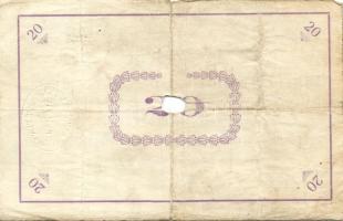 Pápa 1919. "Pápai csekk" 10K (2x), 20K (2x) lyukasztással érvénytelenítve T:III-,III-/IV