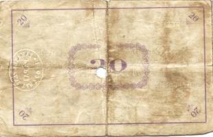 Pápa 1919. "Pápai csekk" 10K (2x), 20K (2x) lyukasztással érvénytelenítve T:III-,III-/IV