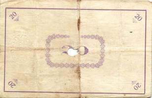 Pápa 1919. "Pápai csekk" 10K (2x), 20K (2x) lyukasztással érvénytelenítve T:III-,III-/IV