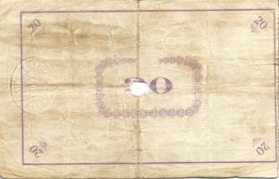 Pápa 1919. "Pápai csekk" 10K (2x), 20K (2x) lyukasztással érvénytelenítve T:III-,III-/IV