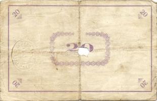 Pápa 1919. "Pápai csekk" 10K (2x), 20K (2x) lyukasztással érvénytelenítve T:III-,III-/IV