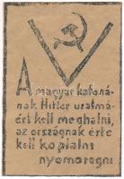 1944 Antifasiszta, kommunista röplap 6x8 cm