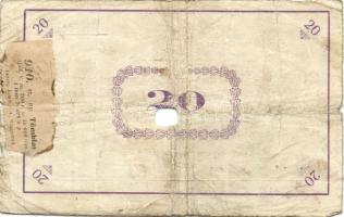 Pápa 1919. "Pápai csekk" 10K (2x), 20K (2x) lyukasztással érvénytelenítve T:III-,III-/IV