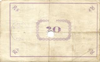 Pápa 1919. "Pápai csekk" 10K (2x), 20K (2x) lyukasztással érvénytelenítve T:III-,III-/IV