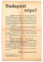 1945 Budapest népéhez. A kommunista párt felhívása. Szakadt plakát 28x46 cm