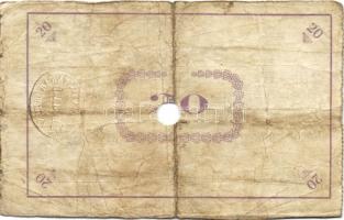 Pápa 1919. "Pápai csekk" 10K (2x), 20K (2x) lyukasztással érvénytelenítve T:III-,III-/IV