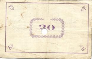 Pápa 1919. "Pápai csekk" 10K (2x), 20K (2x) lyukasztással érvénytelenítve T:III-,III-/IV