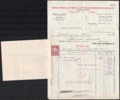 1929 Bp., Kellner Alfréd Autókereskedelmi Rt. fejléces számlája, okmánybélyeggel, rajta kitöltetlen nyomtatvánnyal + szállítási jegy