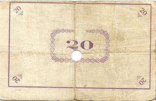 Pápa 1919. "Pápai csekk" 10K (2x), 20K (2x) lyukasztással érvénytelenítve T:III-,III-/IV