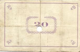 Pápa 1919. "Pápai csekk" 10K (2x), 20K (2x) lyukasztással érvénytelenítve T:III-,III-/IV