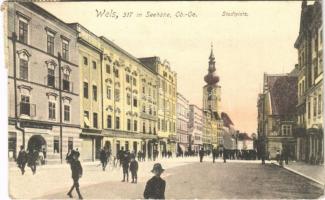 1922 Wels, Stadtplatz / square, shops (EK)