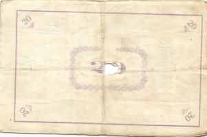 Pápa 1919. "Pápai csekk" 10K (2x), 20K (2x) lyukasztással érvénytelenítve T:III-,III-/IV