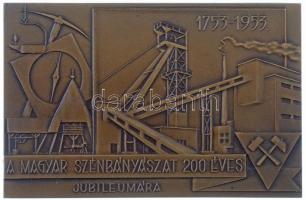 1953. A magyar szénbányászat 200 éves jubileumára 1753-1953 Br plakett (99x65mm) T:1-