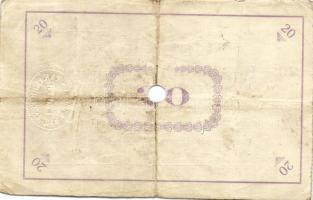 Pápa 1919. "Pápai csekk" 10K (2x), 20K (2x) lyukasztással érvénytelenítve T:III-,III-/IV