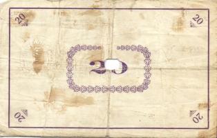 Pápa 1919. "Pápai csekk" 10K (2x), 20K (2x) lyukasztással érvénytelenítve T:III-,III-/IV