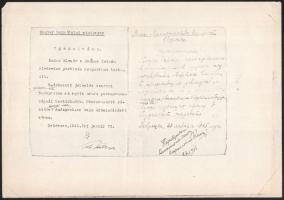 Törő József: Antifasiszták szövetsége számára írt beszámolója, visszaemlékezése háborús eseményekről...