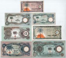 Biafra 1967. 5Sh + 1P + 1968-1969. 5Sh + 10Sh + 1P + 1968-1970. 5P + 1969. 10P T:I-III Biafra 1967. 5 Shillings + 1 Pound + 1968-1969. 5 Shillings + 10 Shillings + 1 Pound + 1968-1970. 5 Pounds + 1969. 10 Pounds C:UNC-F