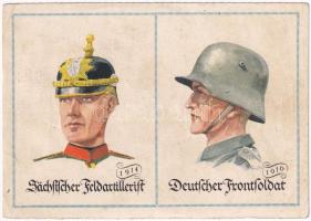 Sächsischer Feldartillerist. Deutscher Frontsoldat. Victoria-Versicherung / WWI German military art postcard with insurance advertisement on the backside (EB)
