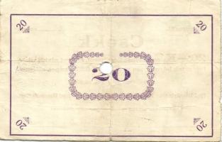 Pápa 1919. "Pápai csekk" 10K (2x), 20K (2x) lyukasztással érvénytelenítve T:III-,III-/IV