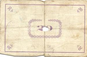 Pápa 1919. "Pápai csekk" 10K (2x), 20K (2x) lyukasztással érvénytelenítve T:III-,III-/IV