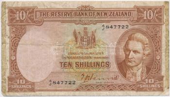 Új-Zéland 1940-1955. 10Sh "4J 847722" T:III- New Zealand 1940-1955. 10 Shillings "4J 847722" C:VG Krause P#158