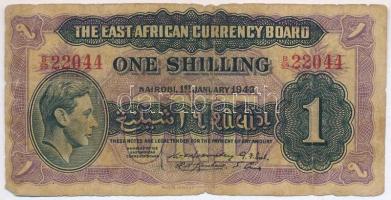 Brit Kelet-Afrika 1943. 1Sh "B59 22044" T:III- British East Africa 1943. 1 Shilling "B59 22044" C:VG Krause P#27