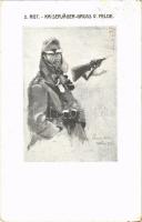 1915 2. Rgt. Kaiserjäger. Gruss v. Felde / WWI Austro-Hungarian K.u.K. military art postcard, Tyrolean Rifle Regiments + K.u.K. 2. Rgt. d. Tiroler-Kaiserjäger (EK)