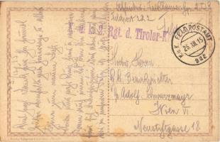1915 2. Rgt. Kaiserjäger. Gruss v. Felde / WWI Austro-Hungarian K.u.K. military art postcard, Tyrole...