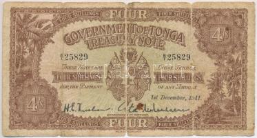 Tonga 1941. 4Sh B/I 25829 T:III- Tonga 1941. 4 Shillings B/I 25829 C:VG