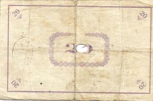 Pápa 1919. "Pápai csekk" 10K (3x), 20K (2x) lyukasztással érvénytelenítve T:III-,III-/IV