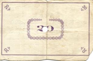 Pápa 1919. "Pápai csekk" 10K (3x), 20K (2x) lyukasztással érvénytelenítve T:III-,III-/IV