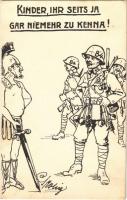 1917 Kinder, Ihr seits ja gar niemehr zu kenna! / WWI Austro-Hungarian K.u.K. military art postcard, humour. artist signed + Liquidierender Rechnungsführer des K.u.K. 25. Infanterie-Divisons-Kommandos (EK)