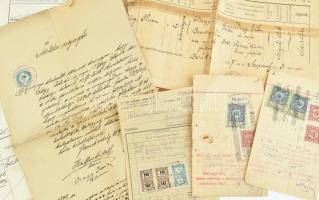 cca 1883-1946 vegyes okmány tétel: 20 db anyakönyvi kivonat, házasságlevél, képesítő, számla, ellenő...