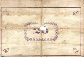 Pápa 1919. "Pápai csekk" 20K (2x) erős elő- és hátlapi elcsúszásokkal, lyukasztással érvén...