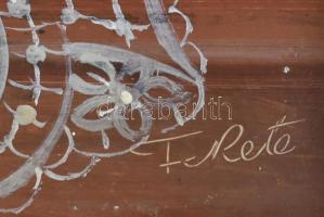 Olvashatatlan jelzéssel: Virágcsendélet. Olaj, karton. Dekoratív, kissé sérült fa keretben, 18,5x13 ...