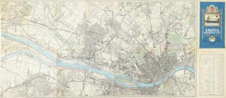 cca 1930-1940 A Duna Budapest-Vác szakaszának térképe. Vízi sporttérképek 5. sz. II. kiadás. 1 : 25.000. Bp., M. Kir. Állami Térképészeti Intézet, kis sérülésekkel, 95x41,5 cm