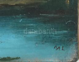 2 db festmény, egyik jelzett: ML jelzéssel: Hazafelé. Olaj, falemez. 13x18 cm + Jelzés nélkül: Vízpa...