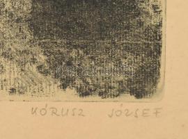 Kórusz József (1927-2010): Balatonpart. Rézkarc, papír, utólagos jelzéssel, lap széle kissé foltos, ...