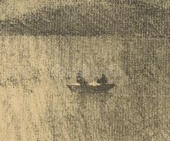 Kórusz József (1927-2010): Balatonpart. Rézkarc, papír, utólagos jelzéssel, lap széle kissé foltos, ...