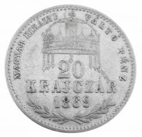 1869GYF 20kr Ag "Magyar Királyi Váltó Pénz" T:2,2- Adamo M11.1