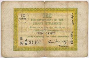 Straits Settlements 1917-1920. 10c T:III- Straits Settlements 1917-1920. 10 Cents C:VG