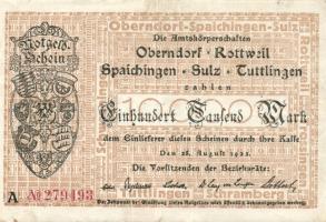 Német Birodalom/Weimari Köztársaság/Oberndorf, Bottweil, Spaichingen, Sulz, Tuttlingen 1923.8.28. 100.000M T:II