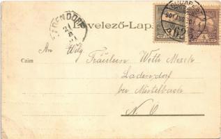 1901 Budapest XIV. Városliget, Iparcsarnok. Kunstanstalt Kosmos S. IX. Art Nouveau, floral, litho (E...